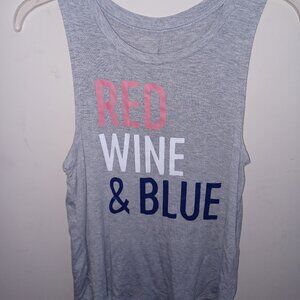 Grayson Threads "Red Wine & Blue" gray July 4th tank top shirt Women's sz XS